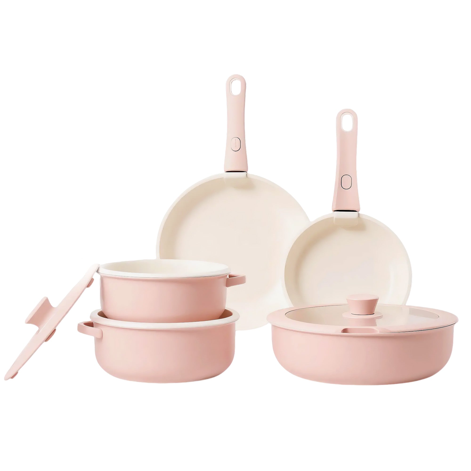 Batería de Cocina Antiadherente de 11 Piezas Color Rosa