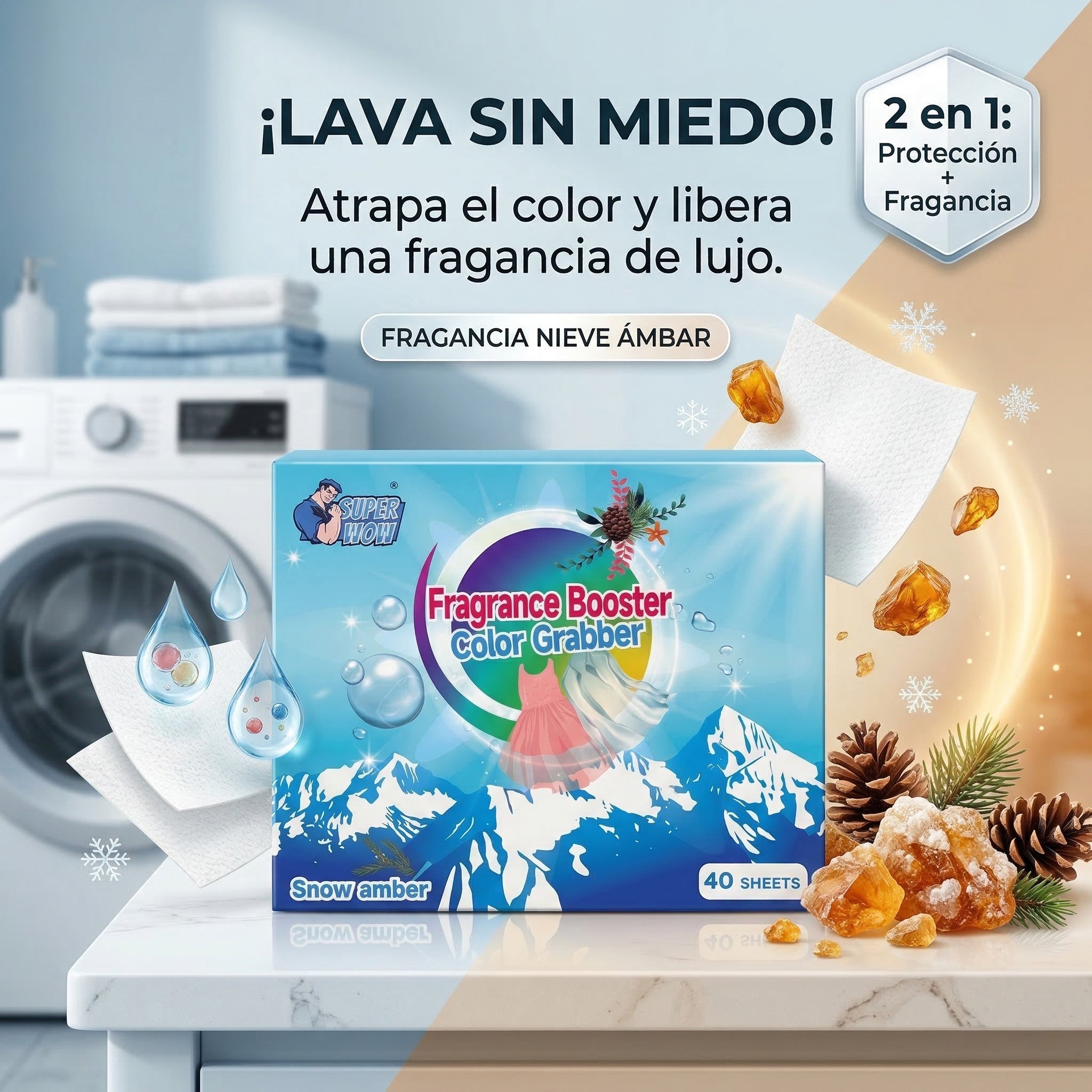 Hojas Atrapa Color para Ropa Evita Transferencia de Color y Manchas