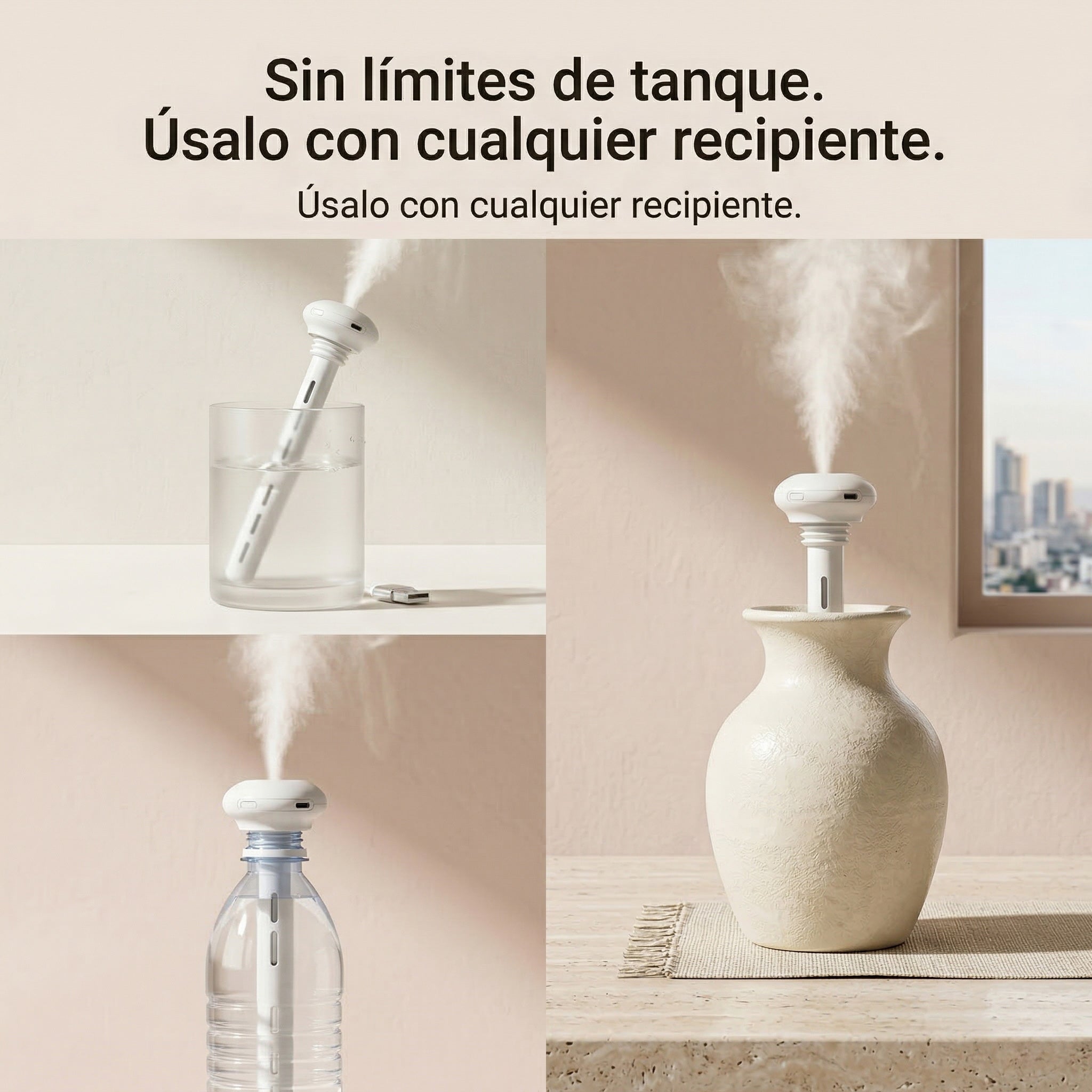 Humidificador Ultrasónico con Difusor de Aromas y Luz LED