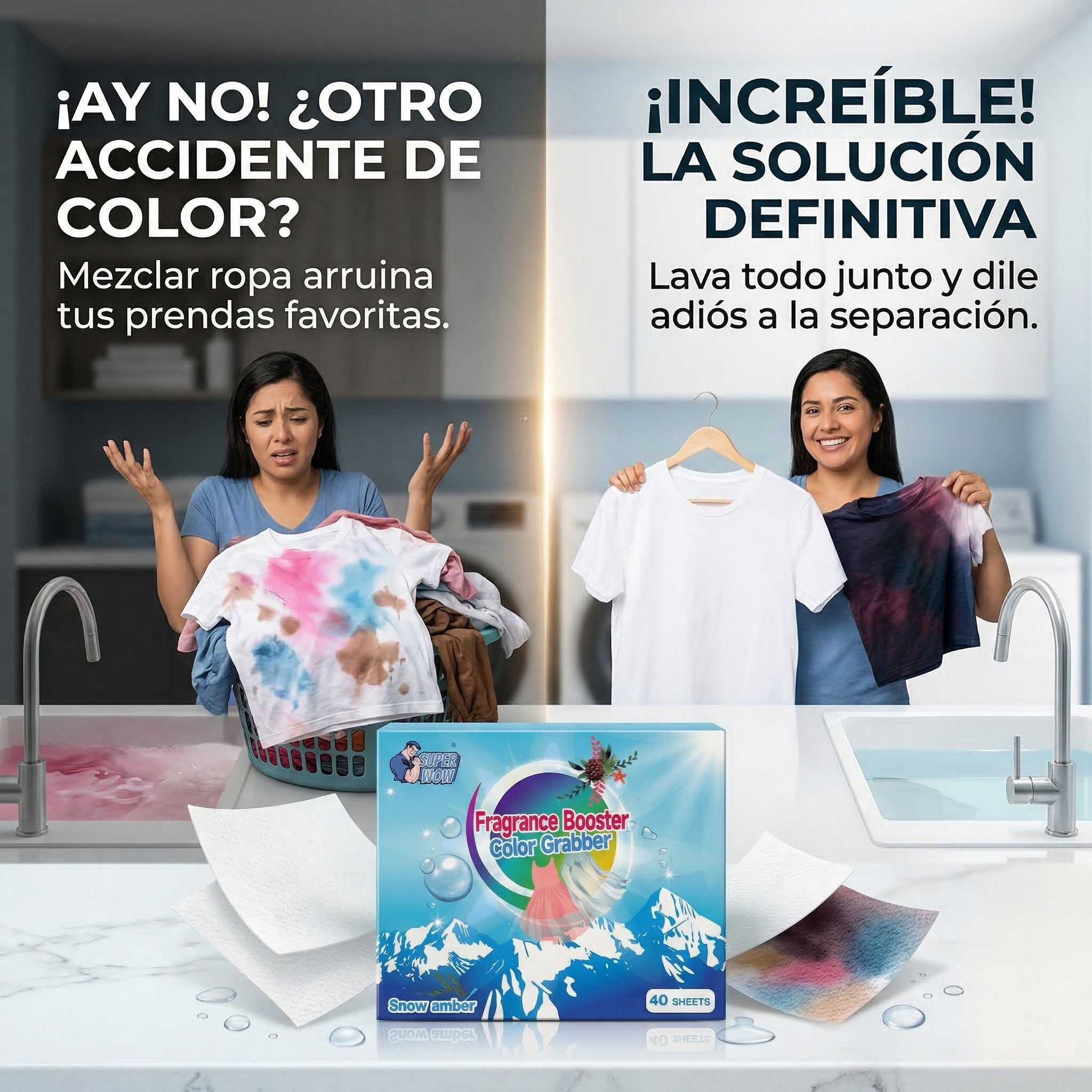 Hojas Atrapa Color para Ropa Evita Transferencia de Color y Manchas