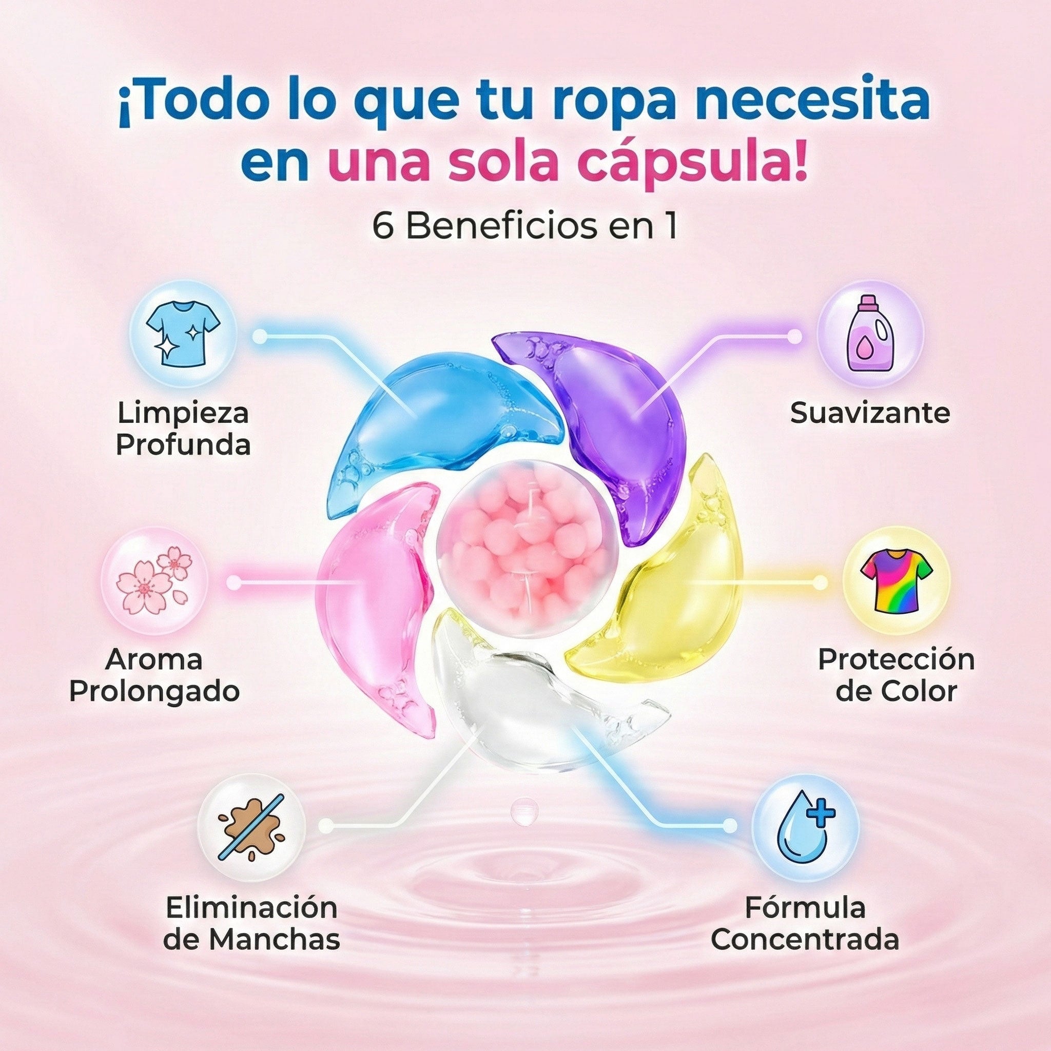 Cápsulas de Detergente para Ropa 6 en 1 Aroma Flor de Cerezo